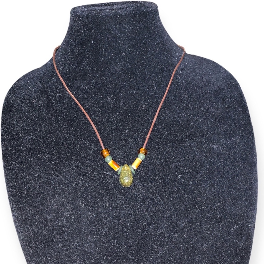 Sparkly green resin beaded necklace